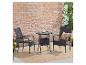 3-teiliges Garten-Bistro-Set mit rundem Tisch und zwei schwarzen Korbstühlen