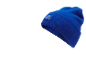 Blaue Wintermütze mit quadratischem Logo