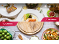 Verschiedene Gerichte wie Lachs, Salat und Fleisch, mit den Schaltflächen „MODES“ und „REZEPTE“.
