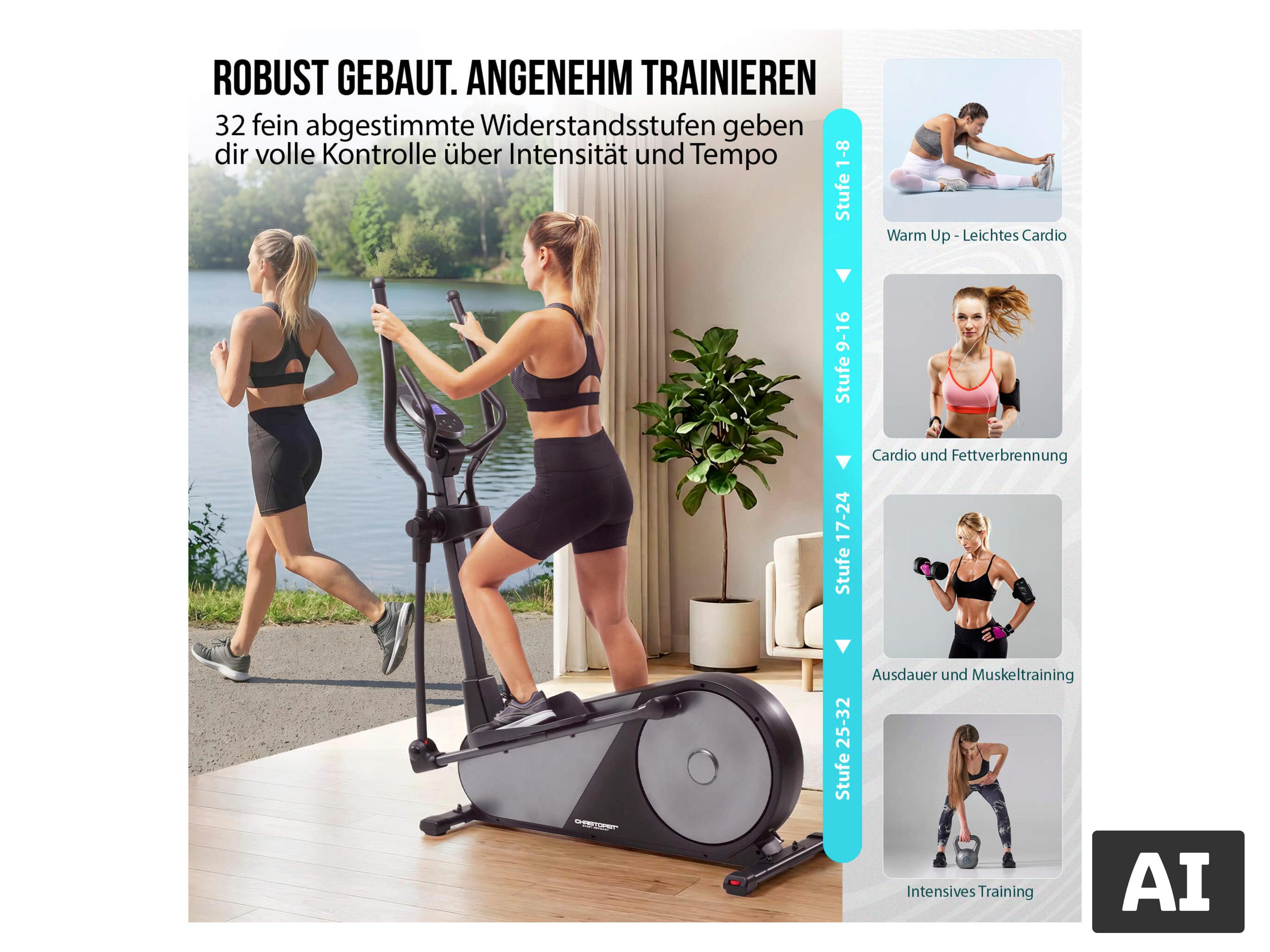 CHRISTOPEIT Crosstrainer Ergometer »EL 8000«, Kinomap App – Bild 2 von 4