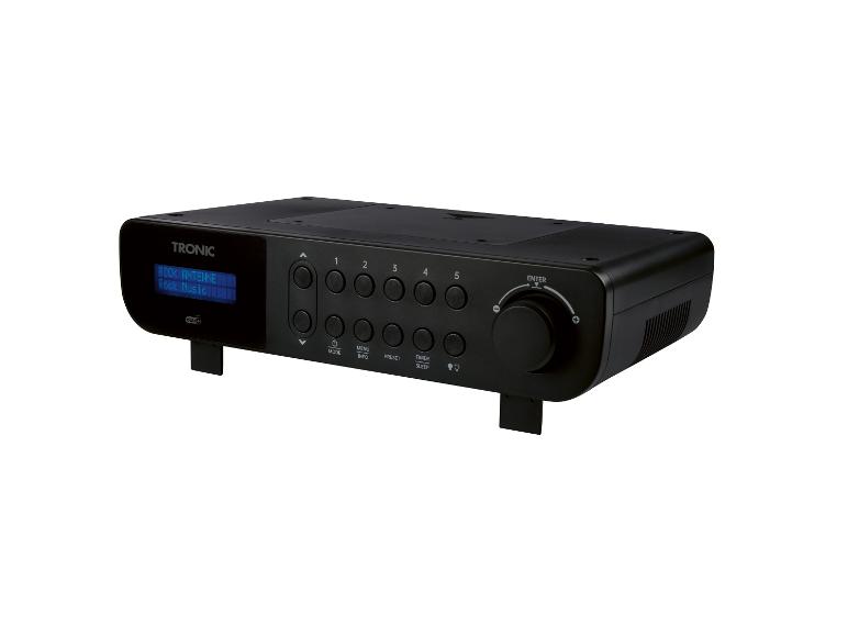 Tronic DAB+ Radio mit Display, das 'ROCK ANTENNE Rock Music' anzeigt, und Bedientasten