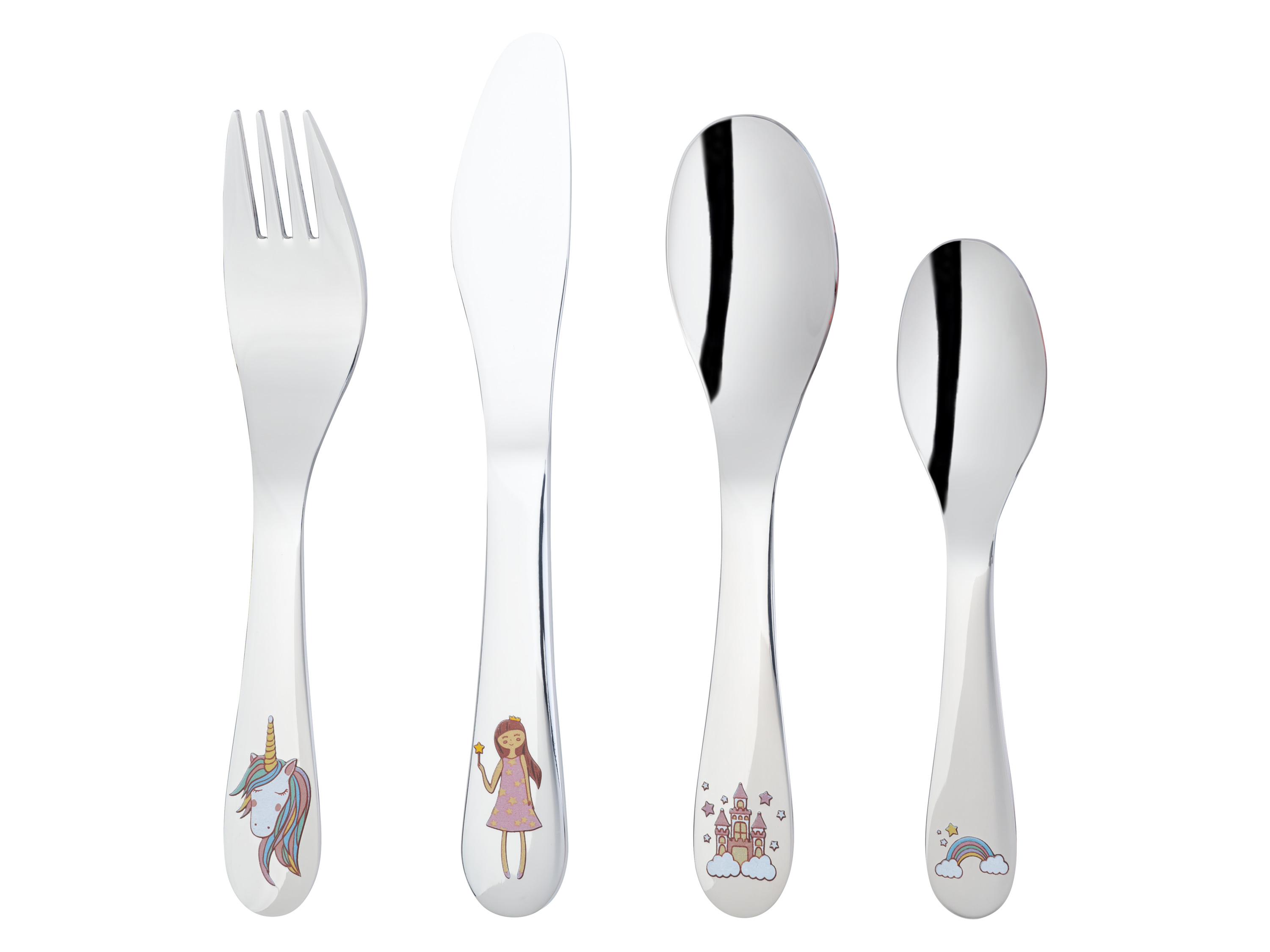LIVARNO home Kinder Besteck bedruckt 4-teilig (Einhorn) | 04335815042096