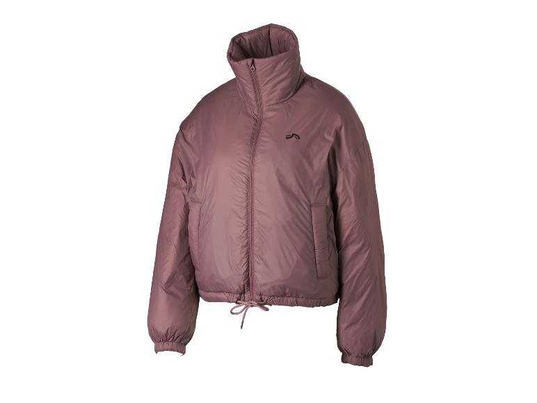 Rosa Pufferjacke mit hohem Kragen und Kordelzug am Saum