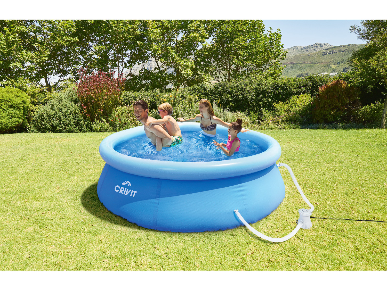 CRIVIT Quick-up-Pool, Ø 240 x H 63 cm, inkl. Filterpum… | Poolzubehör