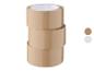 Drei Rollen braunes Klebeband zum Verpacken.
