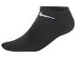 Schwarze Socke mit weißem Logo.