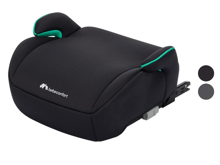 Schwarzer Kindersitz mit grünen Akzenten und grauen Farbmustern.