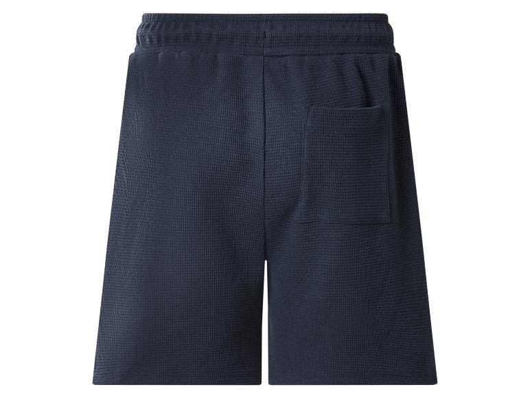 Marineblaue Waffel-Pyjamashorts mit Gesäßtasche