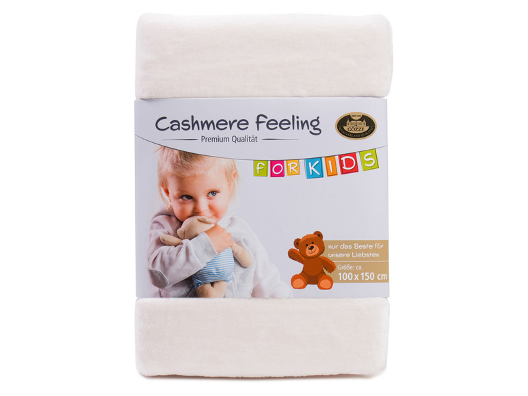 Weiße Fleece-Decke für Kinder von Gözze, 'Cashmere Feeling'.