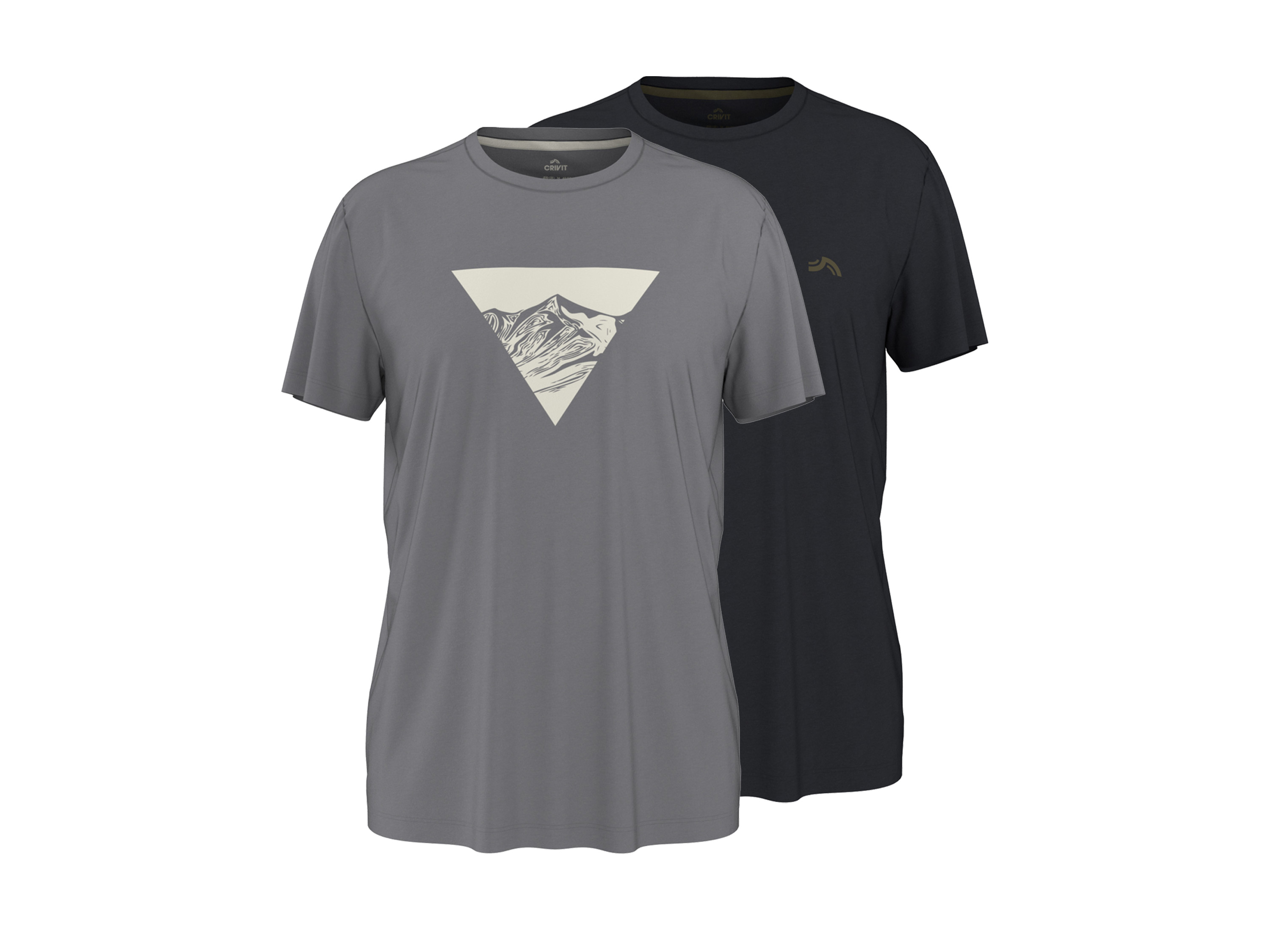 CRIVIT Herren Funktionsshirts, 2 Stück (Schwarz/Grau, XL (56/58))