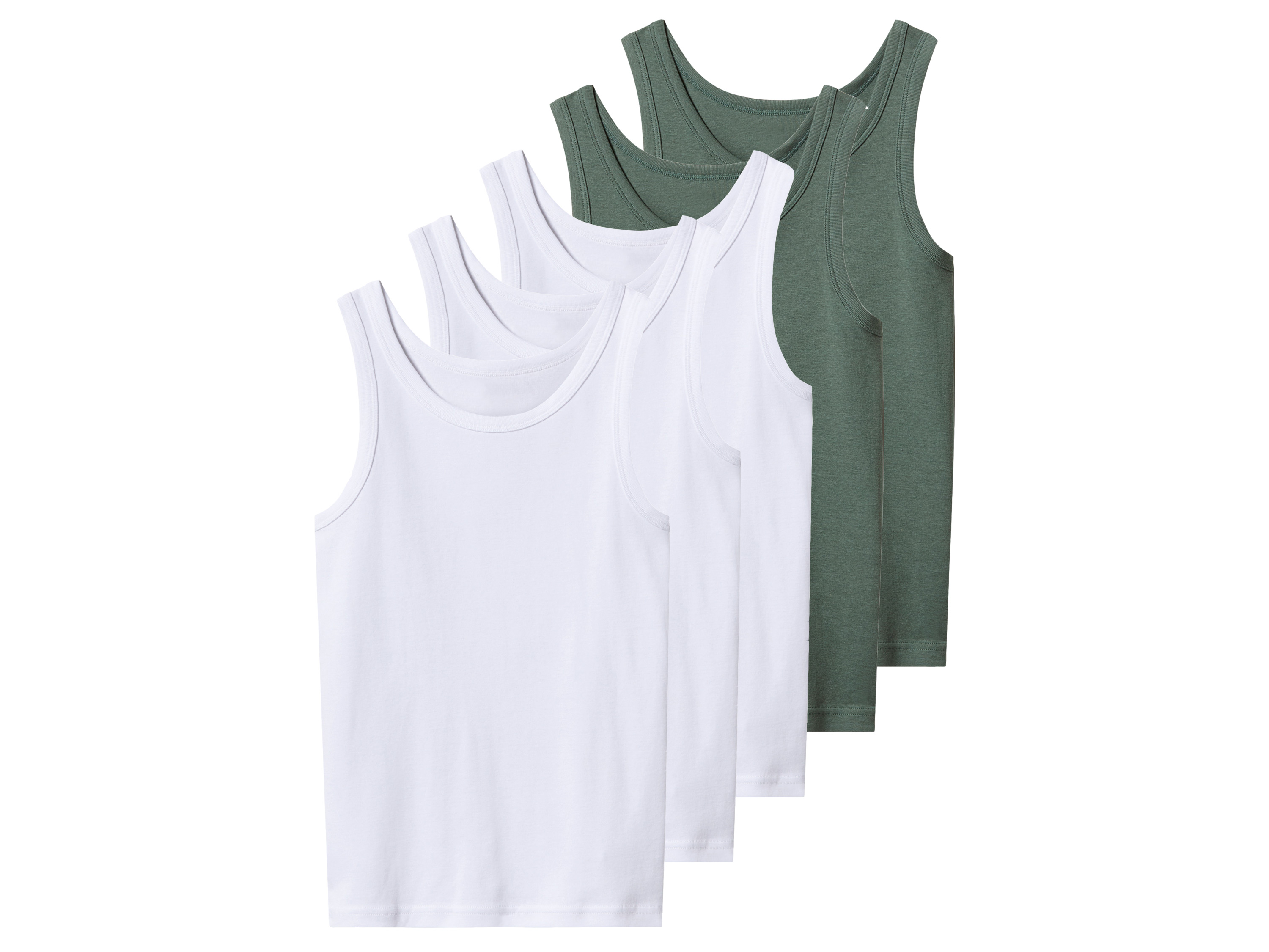 ESMARA® Kinder Jungen Unterhemd, 5 Stück (Weiß/Grün, 146/152) - Farbe: gruen