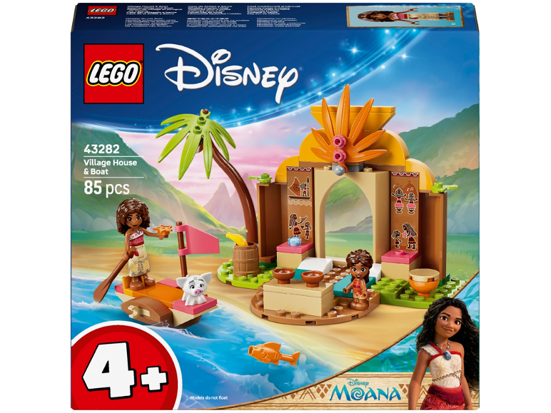 85-teiliges Dorfhaus- und Boot-Set mit Moana-Figuren, für Kinder ab 4 Jahren.