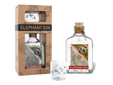 Glas mit 45%… + Geschenkbox GIN Dry London Gin ELEPHANT