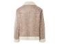 Beige Pilotenjacke mit Kunstfellkragen und -futter, Rückansicht