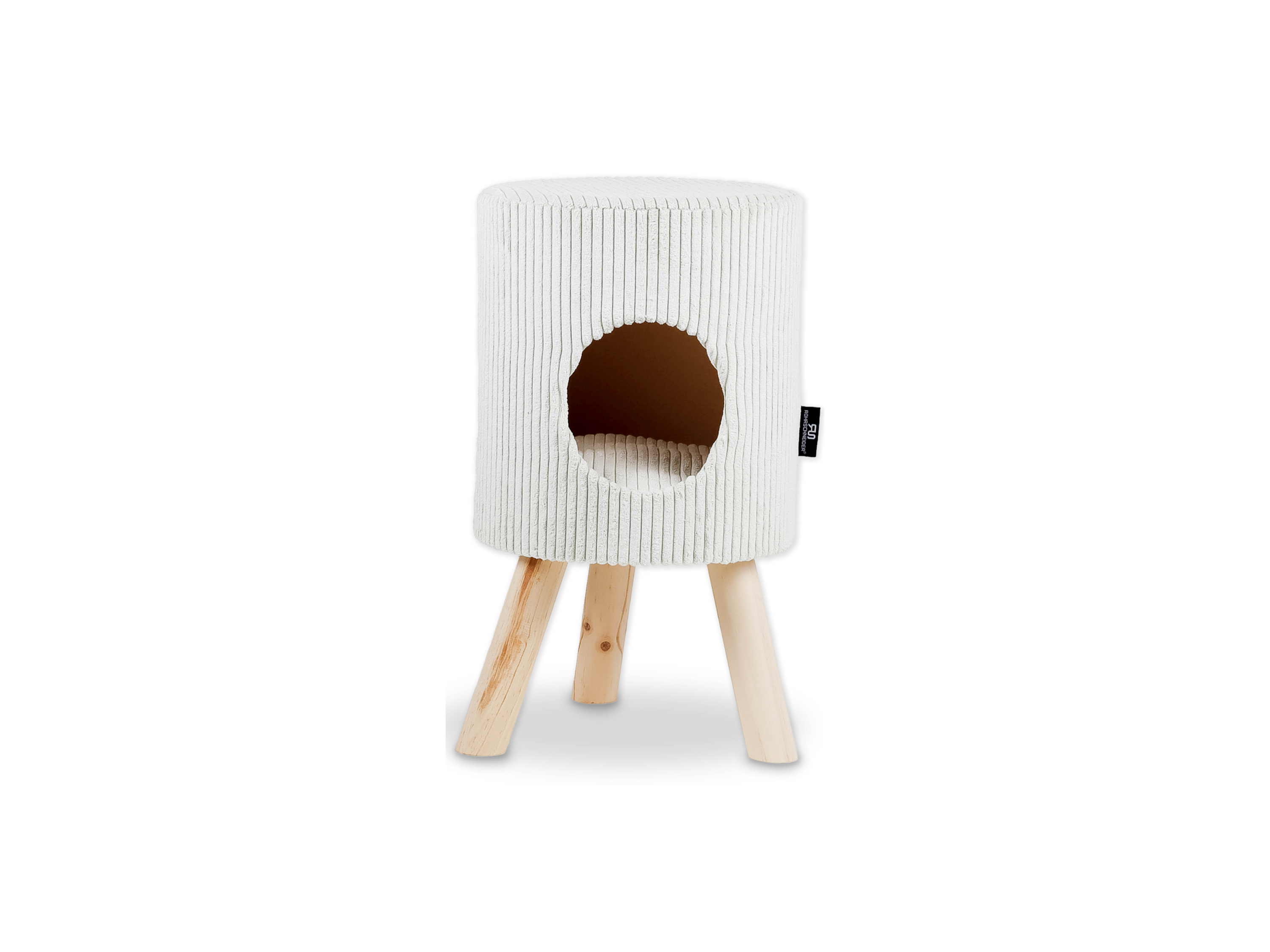 ROHRSCHNEIDER Tierhöhle Cord rund mit Holzfüße (Beige)