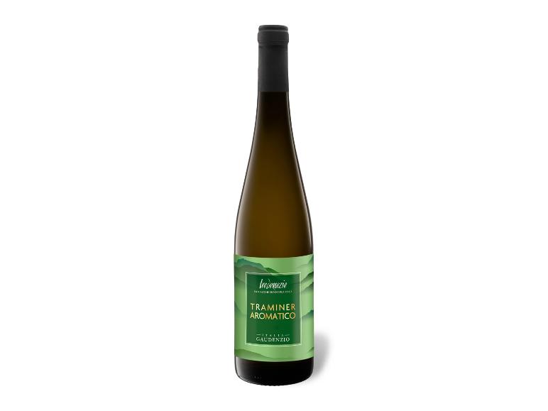 Eine Flasche TreVenezie Traminer Aromatico Wein.
