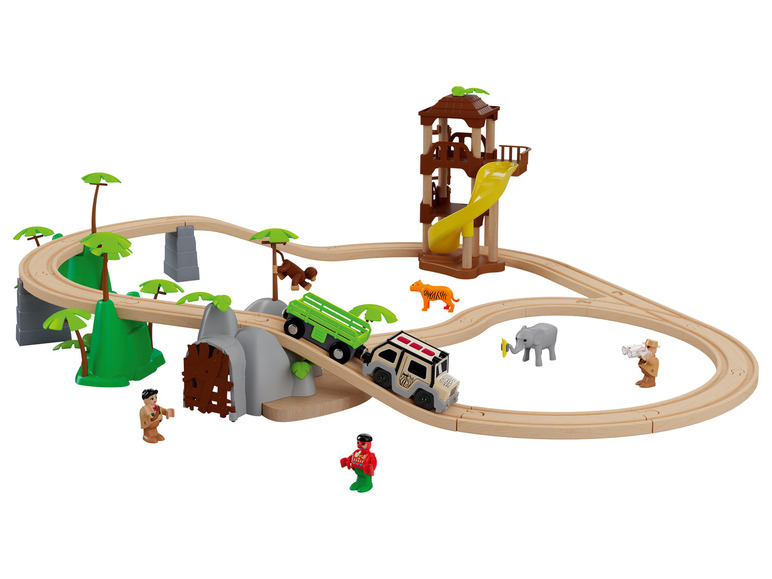Gehe zu Vollbildansicht: Playtive Eisenbahn-Set Dschungel / Passagierzug, aus Buchenholz - Bild 2