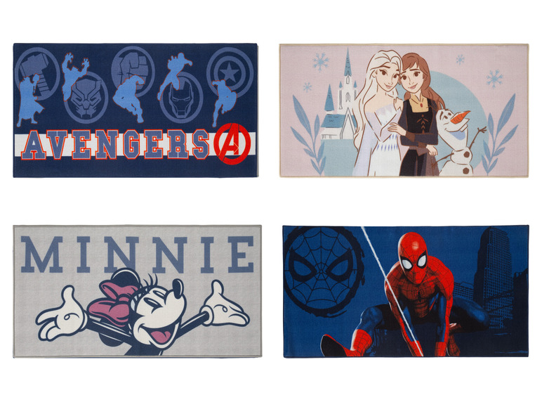 Teppiche mit Motiven von Avengers, Frozen, Minnie Mouse und Spiderman
