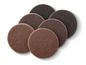 Runde Schleifpads in verschiedenen Brauntönen.