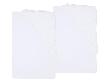 LIVARNO® Jersey-Spannbettlaken mit Leinen, 2 Stück, 90-100 x 200 cm (weiß)