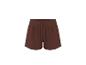 Braune Damen-Sportshorts mit Kordelzug in der Taille.