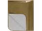 Ein goldenes Metallic-Geschenkpapier mit weißem Vliesstofffutter, teilweise entfaltet.