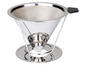 Ein Kaffeefilter aus Metall mit Ständer