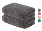 Zwei dunkelgraue Handtücher, übereinander gestapelt.