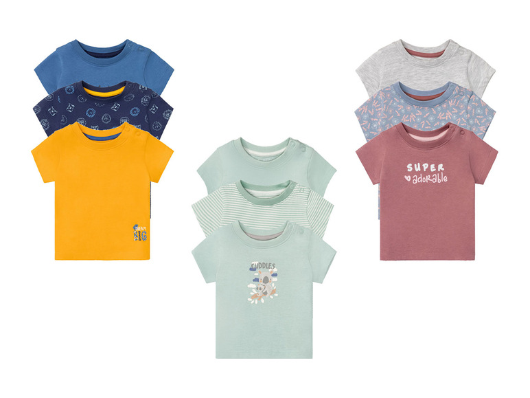 Gehe zu Vollbildansicht: lupilu Baby T-Shirt, 3 Stück, mit Bio-Baumwolle - Bild 1