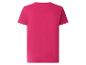 Leuchtend pinkes T-Shirt mit kurzen Ärmeln, Rückansicht.
