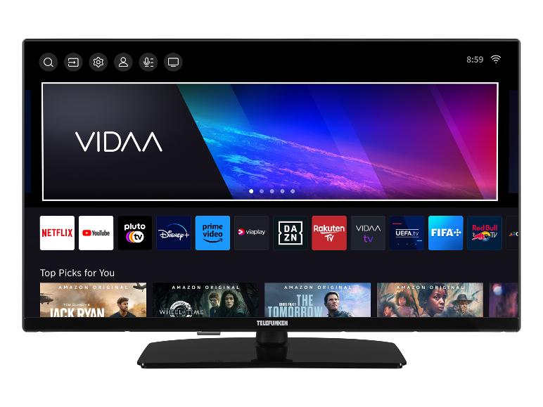 Telefunken Smart-TV mit VIDAA-Oberfläche und bekannten Streaming-Apps.