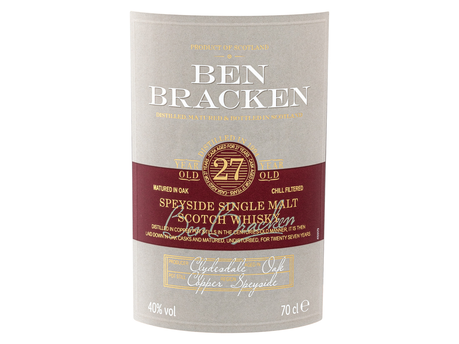 Scotch Ben Jahr… Single Malt Speyside 27 Bracken Whisky