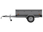 Ein grauer Anhänger mit einer Ladefläche.