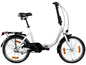Weißes Agon Cruiser 20 Faltrad mit Gepäckträger.