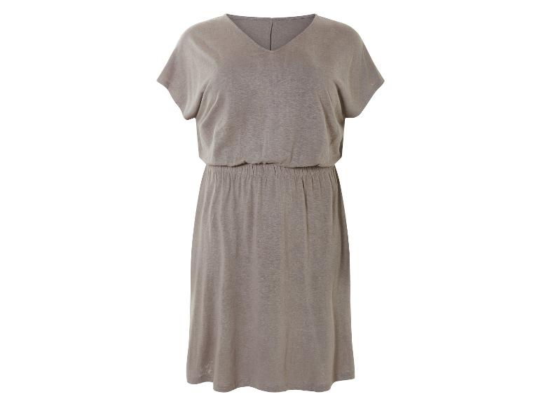 Beige Kleid, lässiger Stil, lockere Passform.