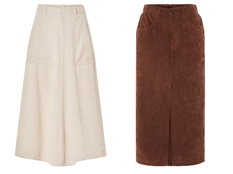 Zwei Cord-Röcke, einer weiß und einer braun.
