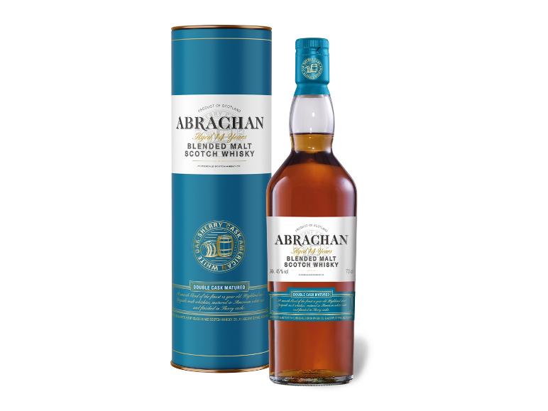 14 Jahre alter Malt Whisky in blauer Verpackung und Flasche