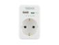 Weißer Steckdosenadapter mit USB- und PD-Ladeanschlüssen, max. 20W.