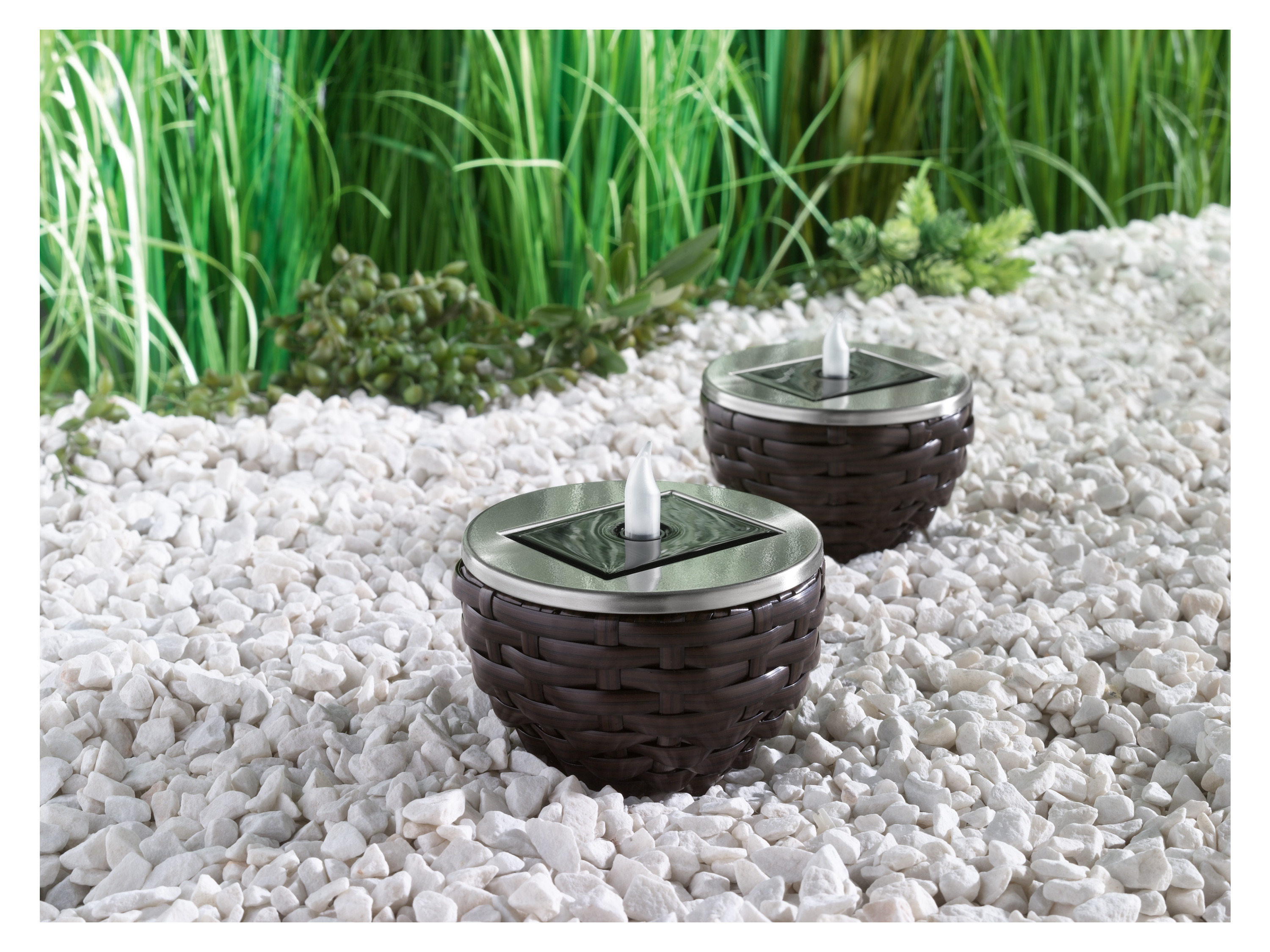 Thumbnail - LIVARNO home LED Solarleuchte geflecht 1er/ 2er (2er Set, dunkelbraun)