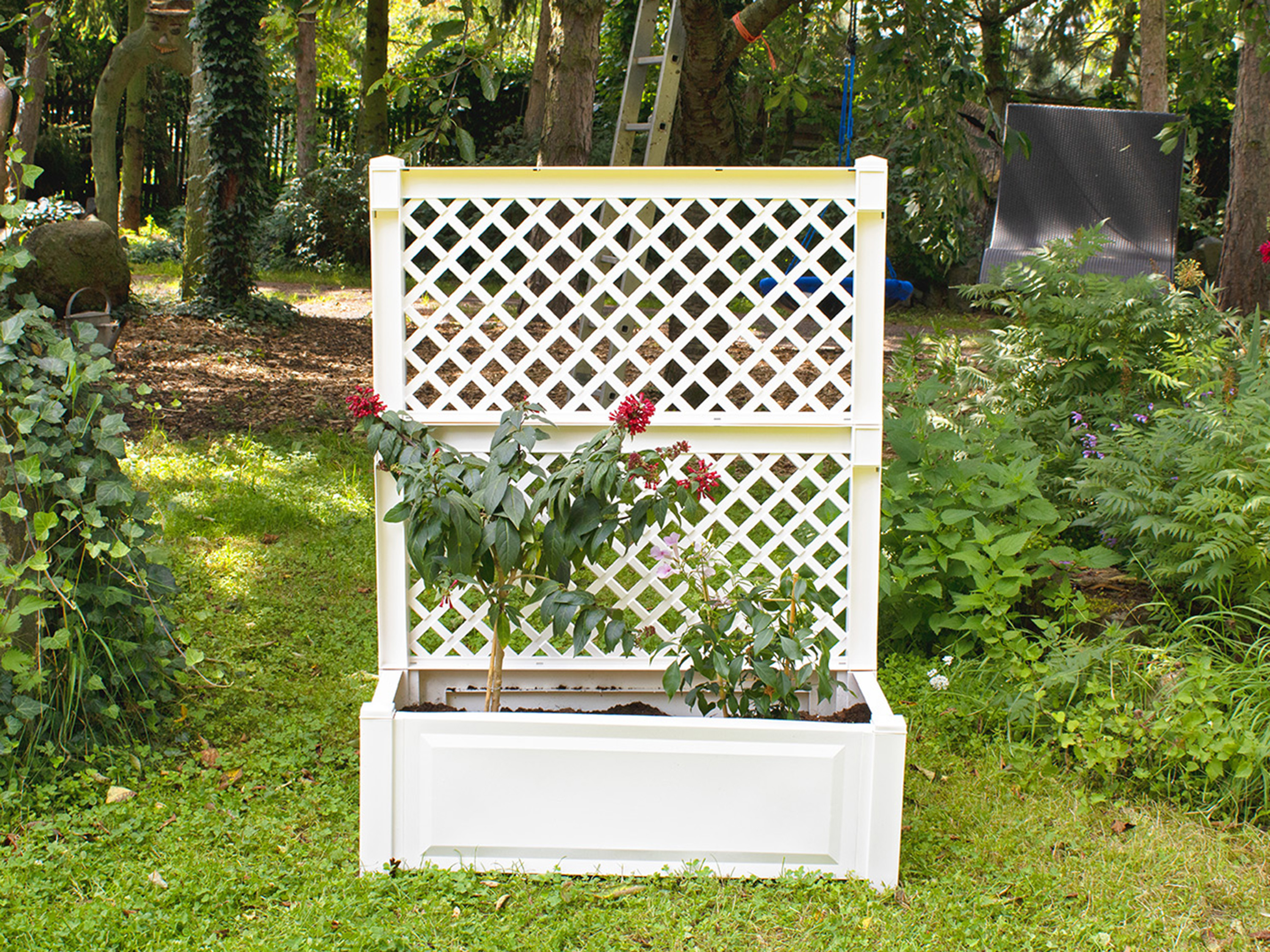 KHW Pflanzkasten groß mit Spalier 100 cm (Weiß) | 04013351470015