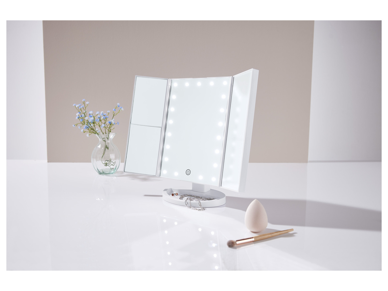 LED Make-up Spiegel 22 Eitelkeit Licht Vergrößerung 3 floding Arbeitsplatte  Touchscreen kosmetische 10x Lupe kleiner Spiegel Schönheit