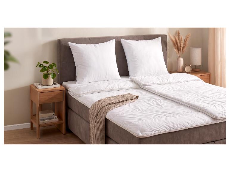 LIVARNO home Kopfkissen 80 x 80 cm auf einem elegant gemachten Bett.