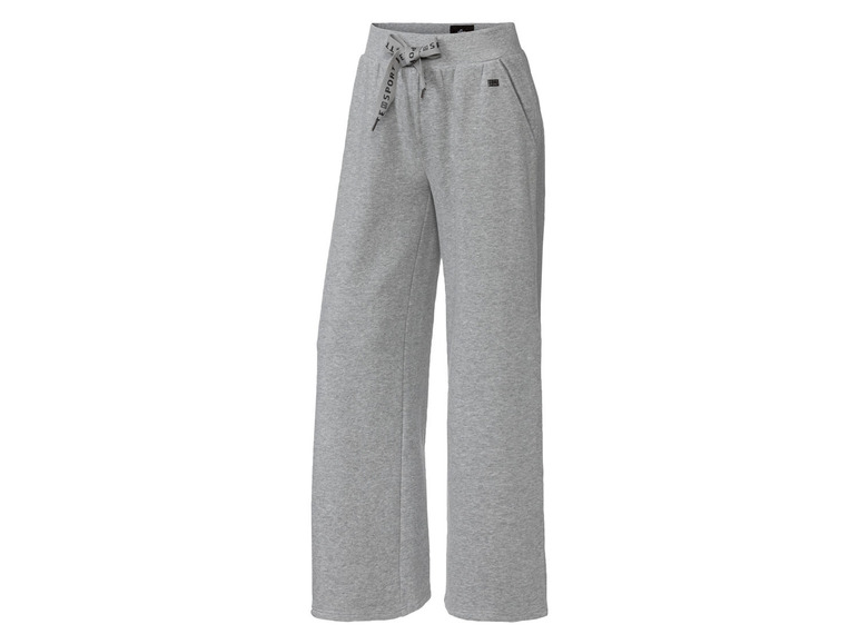 Graue Hose mit weiten Beinen und 'ES' Sport-Logo.