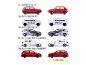 Sammlung von Golf GTI Modellautos, darunter MK1, MK7 und MK8 Clubsport, in verschiedenen Farben.