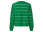 Grüner Strickpullover mit durchbrochenen Streifen.