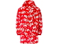 Roter Plüsch-Kapuzenpullover mit weihnachtlichem Ho-Ho-Ho-Muster