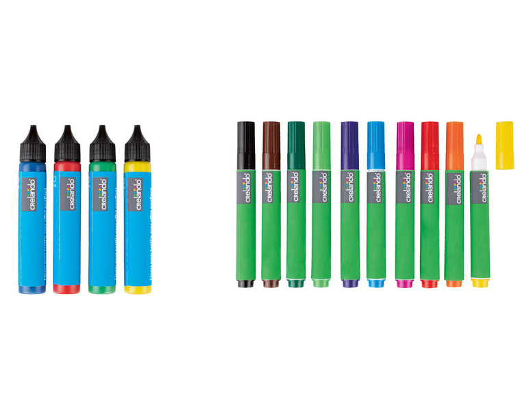 Gehe zu Vollbildansicht: crelando Textilfarbe und Stifte, verschiedene Varianten - Bild 1