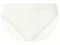 Weißer Damenslip mit zarter Spitzenborte an den Seiten.