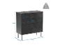 Schwarze Kommode mit vier Schubladen und Maßen, Tragfähigkeit bis 50 kg.
