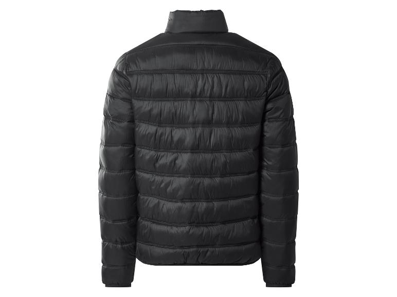 Schwarze Herren-Steppjacke, Rückansicht.